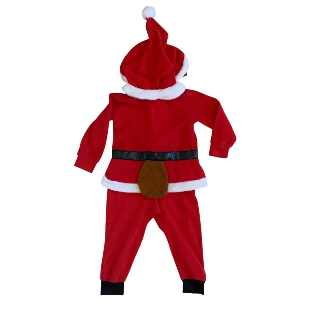 Buc-ees Kids Toddlers Size 3T Santa One Piece Body Suit Pajama Fleece Costume